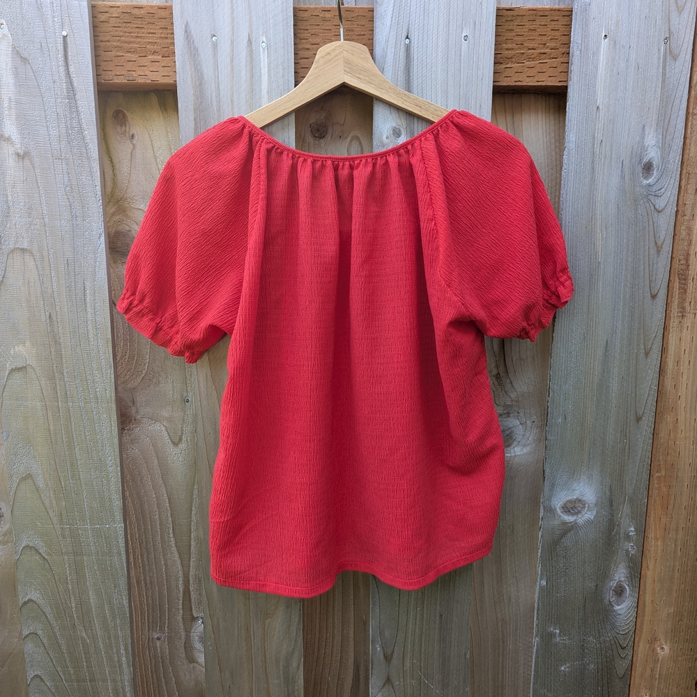 Madewell Texture & Thread Red Peasant Top Size Medium - Picture 3 of 3